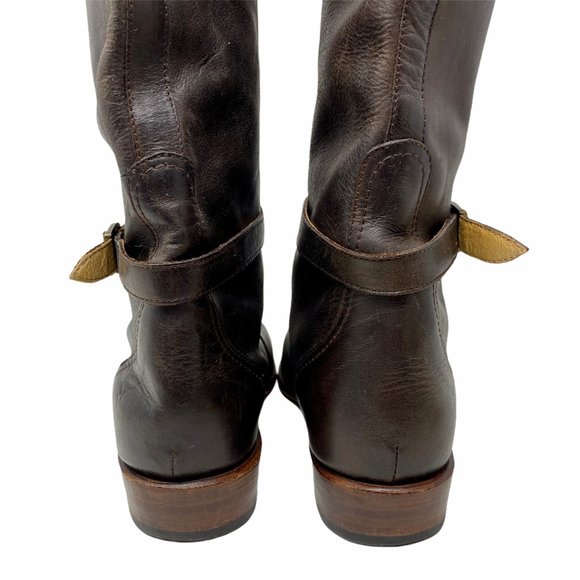 FRYE BOOTS Dorado Riding Dark Brown Leather Moto - Picture 9 of 12